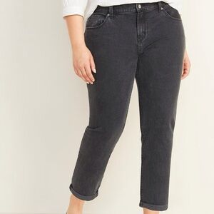 Old Navy Women Plus 26 Washed Black Denim Mid-Rise Boyfriend Straight Jeans NWT